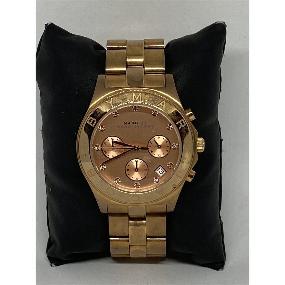 Marc Jacobs Blade MBM3102 Women's Stainless Steel Analog Gold Dial Watch JK893